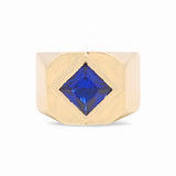 14k Yellow Gold  Blue Square Fashion Ring