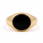 14k Yellow Gold Oval Onix Men's Fashion Ring