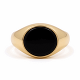 14k Yellow Gold Oval Onix Men's Fashion Ring