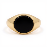 14k Yellow Gold Oval Onix Men's Fashion Ring