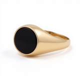 14k Yellow Gold Oval Onix Men's Fashion Ring