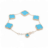 14K Yellow Gold Fashion Flower Women's Blue Stones Bracelet Miral Jewelry