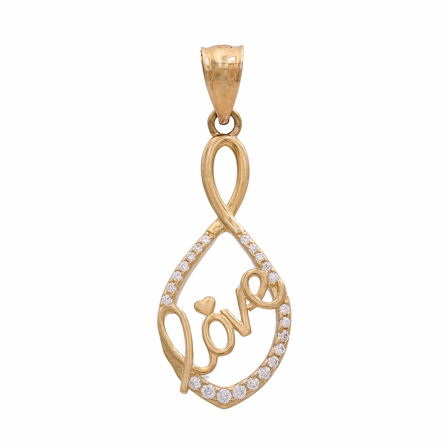 A Miral Jewelry 14K Yellow Gold Infinity Love Pendant with Cubic Zirconias