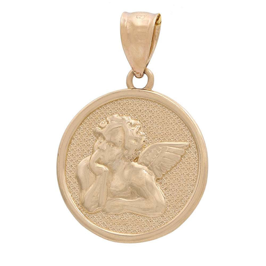 A divine Miral Jewelry 14K Yellow Gold Angel Pendant, emitting a captivating sparkle.