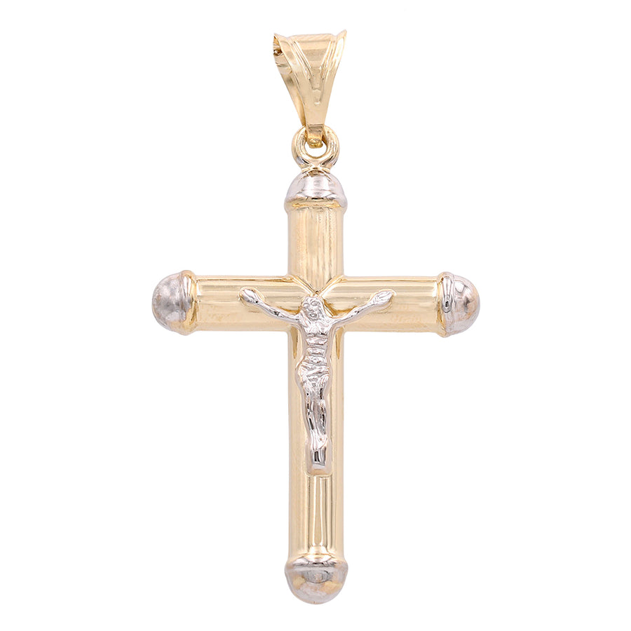 Two Tone Yellow And White Gold 14K Crucifix Pendant