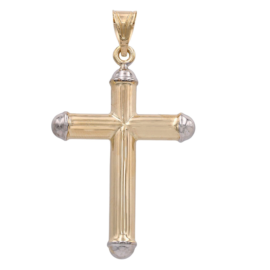 Tow Tone Yellow And White Gold 14K Cross Pendant