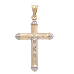 Two Tone Yellow And White Gold 14K Crucifix Pendant Miral Jewelry