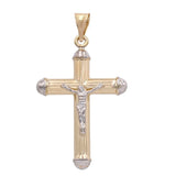 Two Tone Yellow And White Gold 14K Crucifix Pendant Miral Jewelry