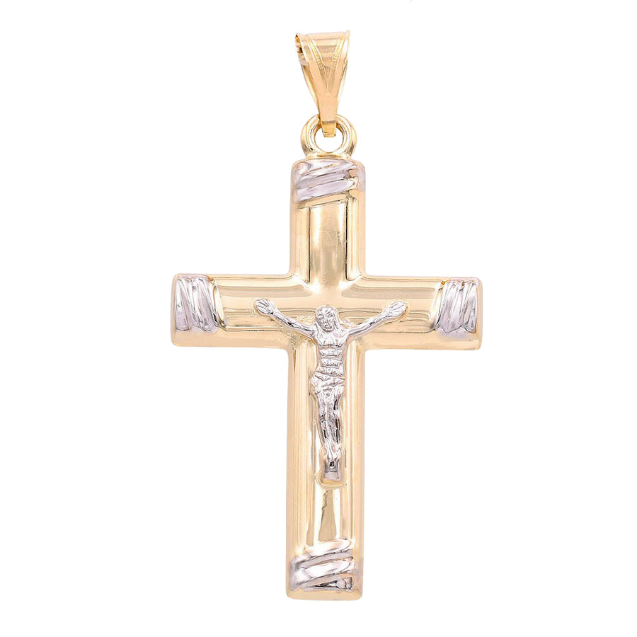 Tow Tone Yellow And White Gold 14K Crucifix Pendant