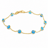 10K Yellow Gold Bracelet With Blue Eyes