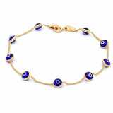 10K Yellow Gold Bracelet With Blue Eyes