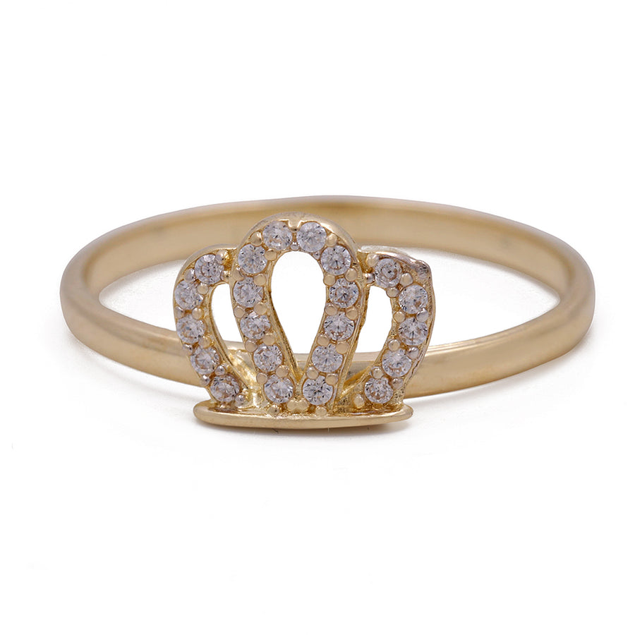 A Miral Jewelry 14K Yellow Gold Fashion Crown Ring with Cubic Zirconias.