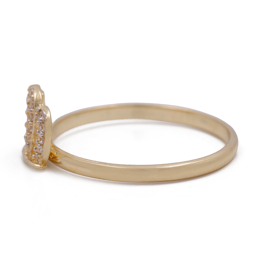 A Miral Jewelry 14K Yellow Gold Fashion Crown Ring with Cubic Zirconias.