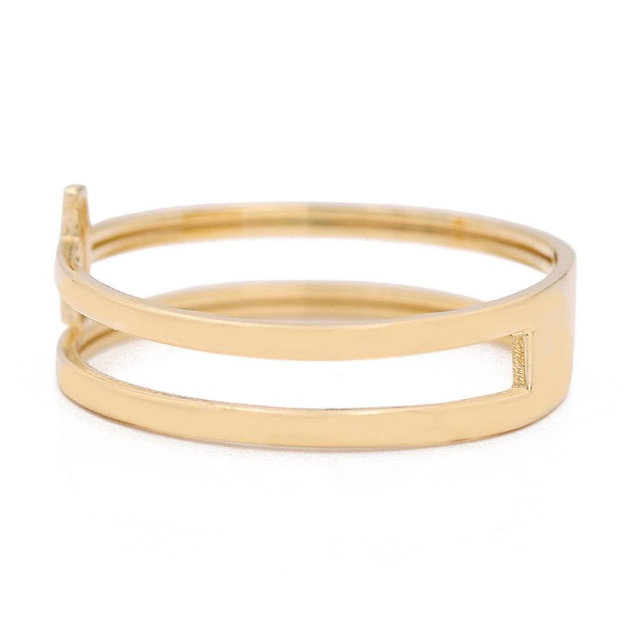 A 14K Yellow Gold Fashion Name ID with Chain Link Ring from Miral Jewelry with a curved design.
