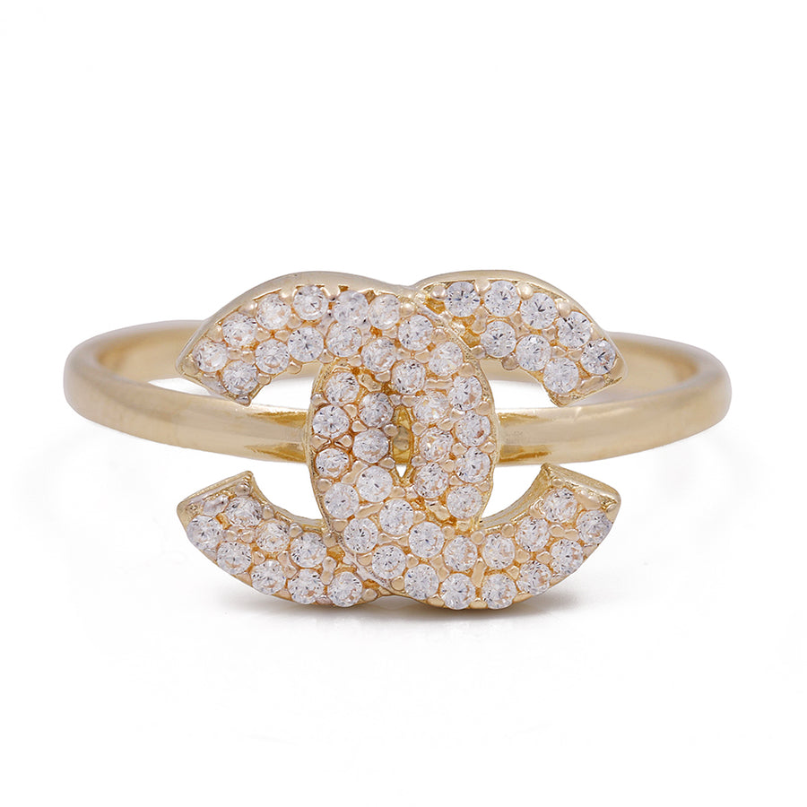 Miral Jewelry 14K Yellow Gold Fashion Ring with Cubic Zirconias, crafted and embellished with sparkling cubic zirconias.