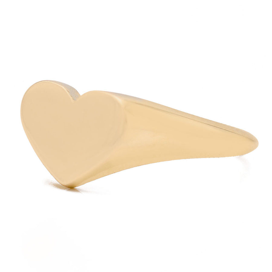 A fashion-forward Miral Jewelry 14K Yellow Gold Fashion Heart Shape Ring on a white background.