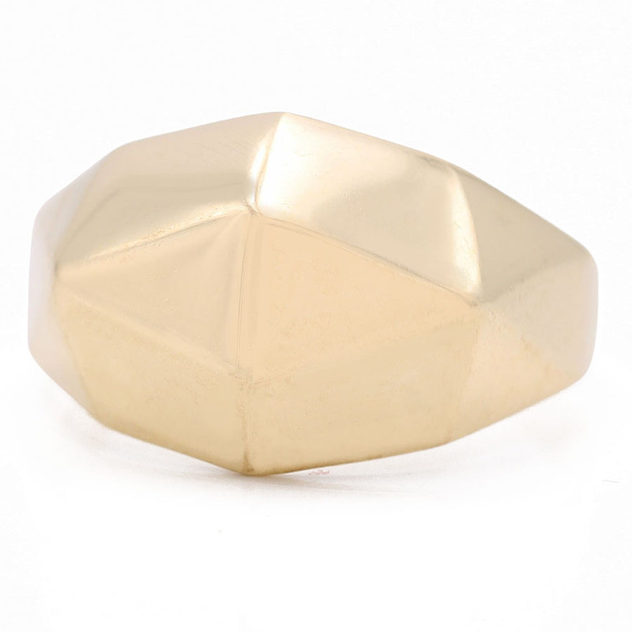 A Miral Jewelry 14K yellow gold fashion smooth diamond cut shape ring.