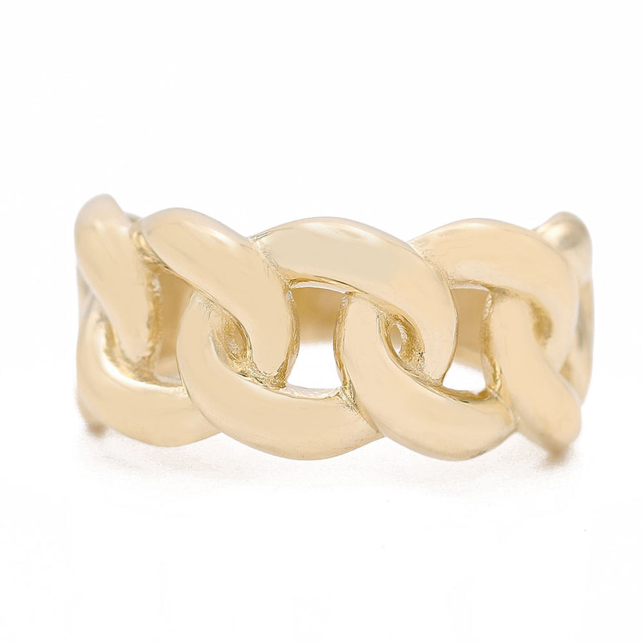 A Miral Jewelry 14K Yellow Gold Fashion Link Shape Ring with a chic chain link design.