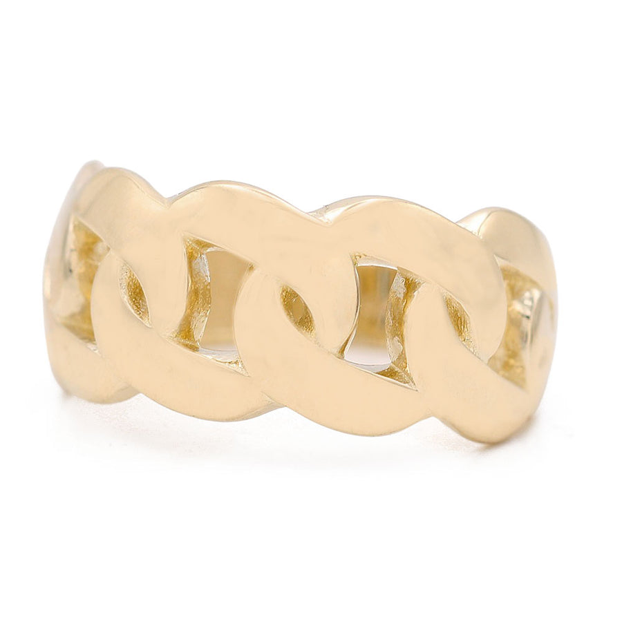 An elegant 14K Yellow Gold Fashion Link Ring with a chain design by Miral Jewelry.