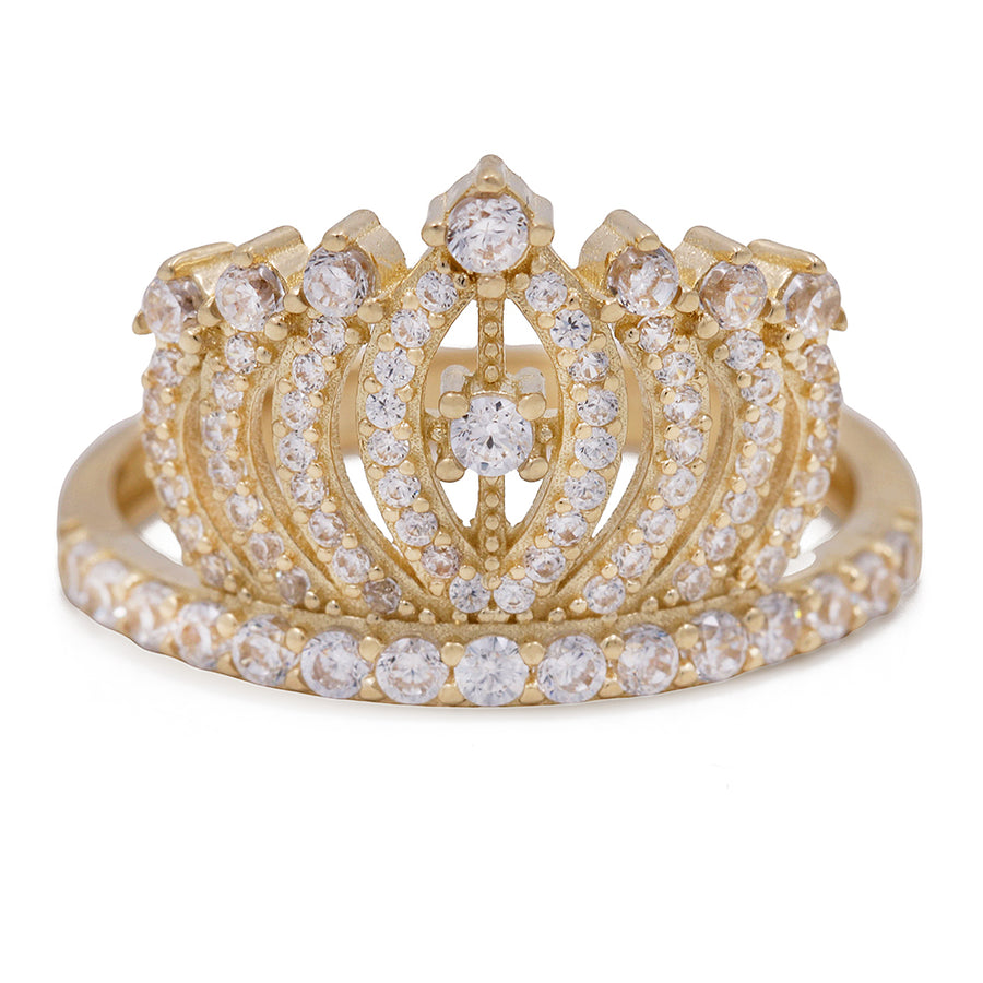 A 14K Yellow Gold Fashion Crown with Cubic Zirconias Ring from Miral Jewelry.