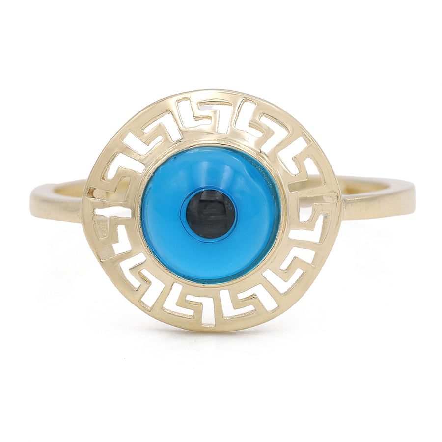 A Miral Jewelry 14K Yellow Gold Fashion Blue Evil Eye Ring.