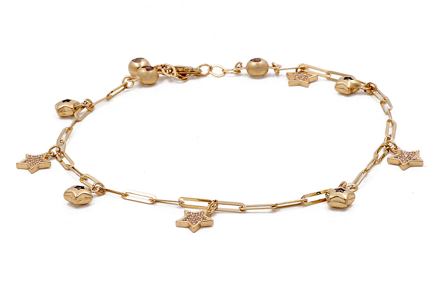 Miral Jewelry 14k Yellow Gold Fashion Beads Women's Bracelet with star and ball pendants.
