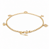 14K Yellow Gold Charms Bracelet Women's
