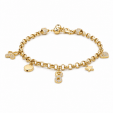 14K Yellow Gold Charms Bracelet Women's