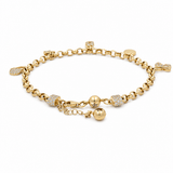 14K Yellow Gold Charms Bracelet Women's