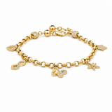 14K Yellow Gold Charms Bracelet Women's