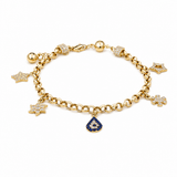 14K Yellow Gold Charms Bracelet Women's