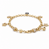 14K Yellow Gold Charms Bracelet Women's