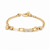 14K Yellow Gold Charms Bracelet Women's