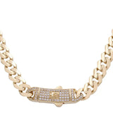 A Yellow Gold 14K Monaco Chain 24" Cz with a diamond clasp by Miral Jewelry.