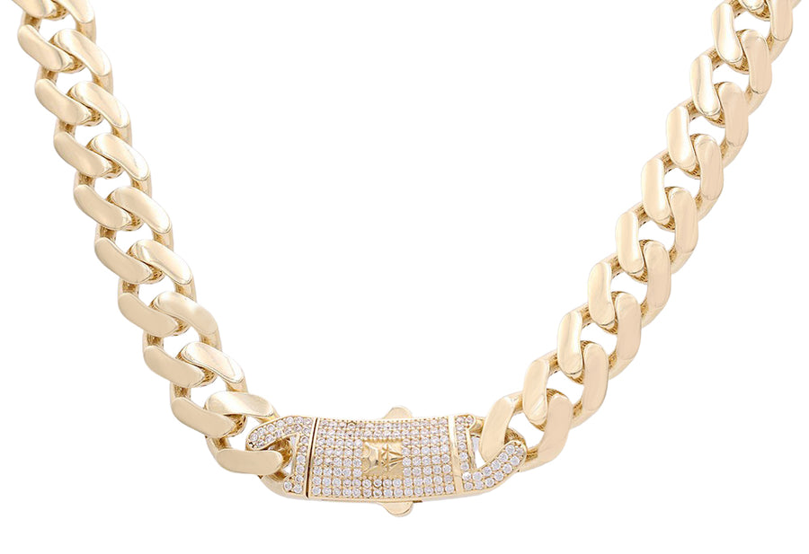 A Yellow Gold 14K Monaco Chain 22" Cz with a diamond clasp by Miral Jewelry.