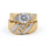 14K Two Tone White/Yellow Gold Bridal Set with CZ Fashion Women's Ring
