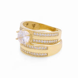 14K Yellow Gold Bridal Set with Cz Fashion Women's Ring