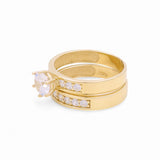 14K Yellow Gold Bridal Set with Cz Fashion Women's Ring