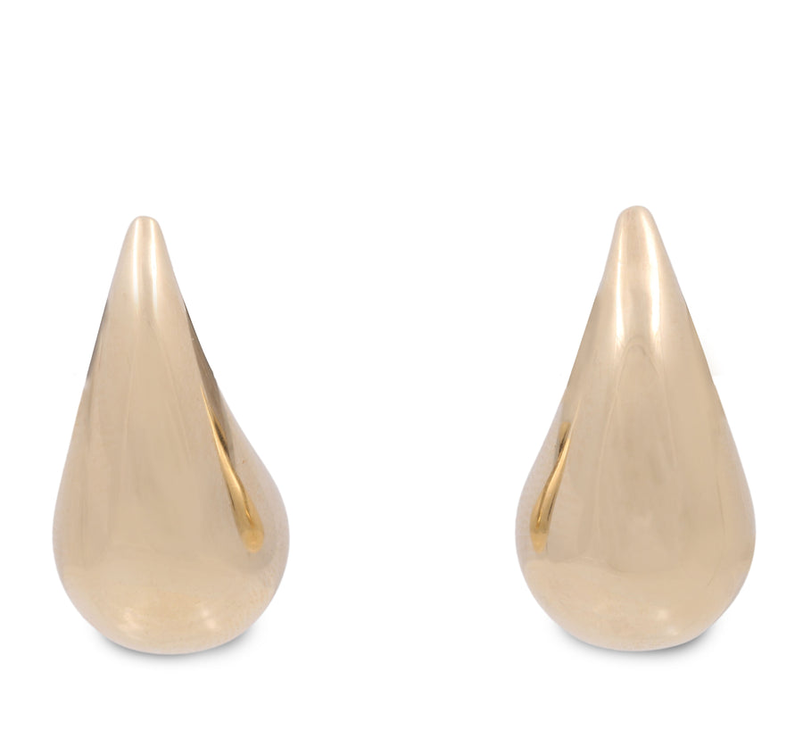 An elegant pair of Miral Jewelry's 14K Yellow Gold Large Teardrop Earrings.