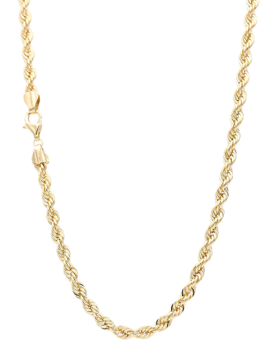 A timeless Miral Jewelry 14K Yellow Gold Rope Link Chain with a clasp.