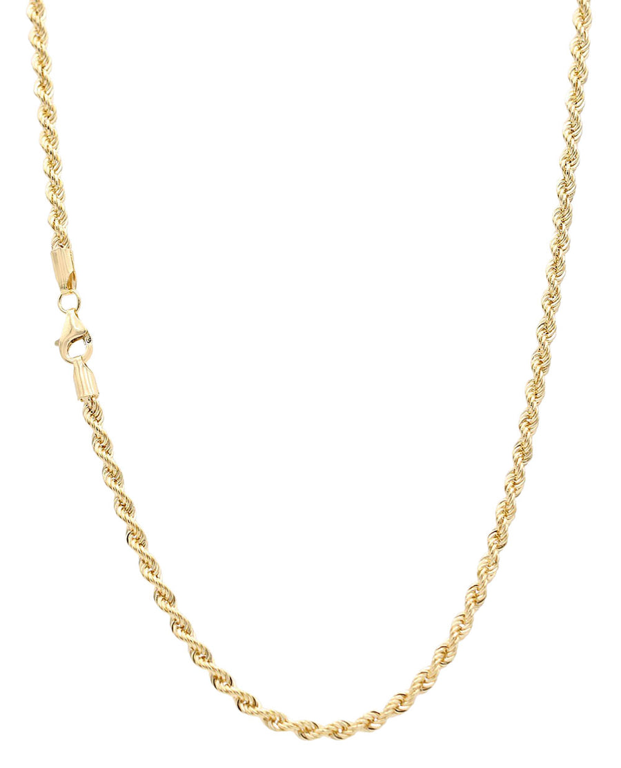 A Miral Jewelry 14K Yellow Gold Rope Link Chain with a clasp, perfect for jewelry enthusiasts.
