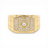 10k Yellow Gold Square with Cz Fashion Men's Ring