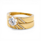 10K Yellow Gold Bridal Set with Cz Fashion Women's Ring