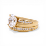 10K Yellow Gold Bridal Set with Cz Fashion Women's Ring