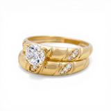 10K Yellow Gold Bridal Set with Cz Fashion Women's Ring