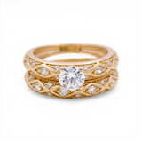 10K Yellow Gold Bridal Set with Cz Fashion Women's Ring