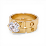 10K Yellow Gold Bridal Set with Cz Fashion Women's Ring