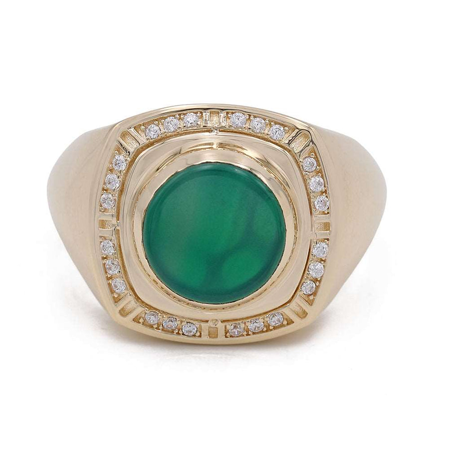 Yellow Gold 14k Fashion Ring With Green Stone