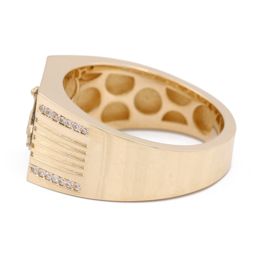 A Yellow Gold 14k Mazon Ring adorned with shimmering diamonds by Miral Jewelry.