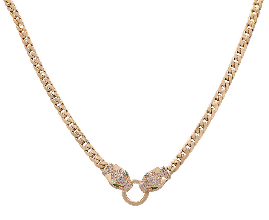 14K Yellow Gold Women's Fashion Hearts Necklace with Cubic Zirconias from Miral Jewelry